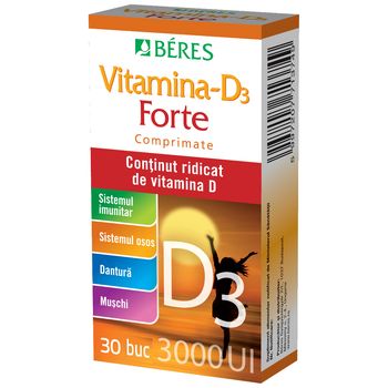 Vitamina D3 Forte 3000 UI, 30 comprimate, Beres 