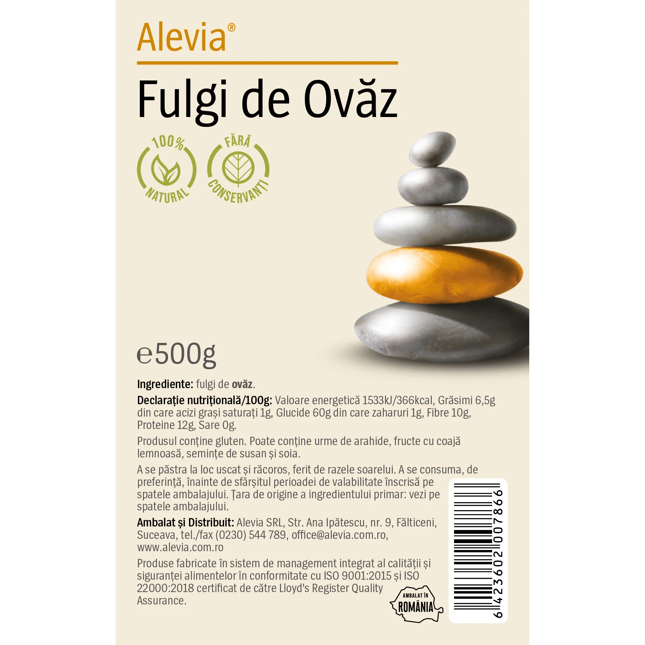 Fulgi de ovaz, 500g, Alevia