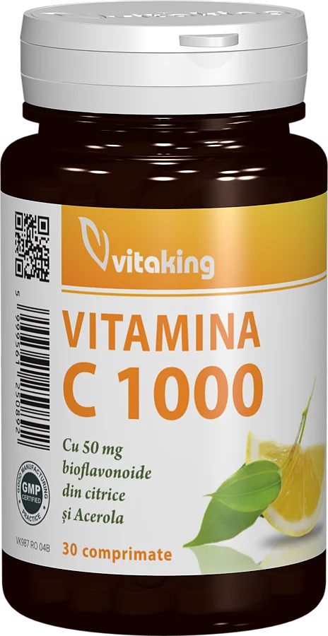 Vitamina C 1000mg cu bioflavonoide, acerola si macese, 30 comprimate, Vitaking