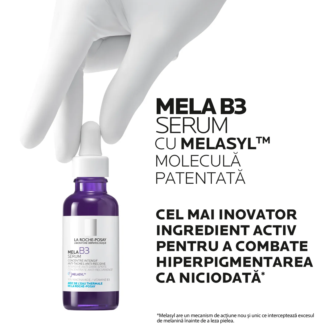 Ser concentrat intensiv pentru corectare pete pigmentare cu efect anti-recurenta pentru orice tip de ten Mela B3, 30ml, La Roche-Posay