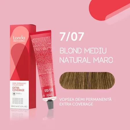 Vopsea de par demipermanenta 7/07 Extra Coverage, 60ml, Londa Professional