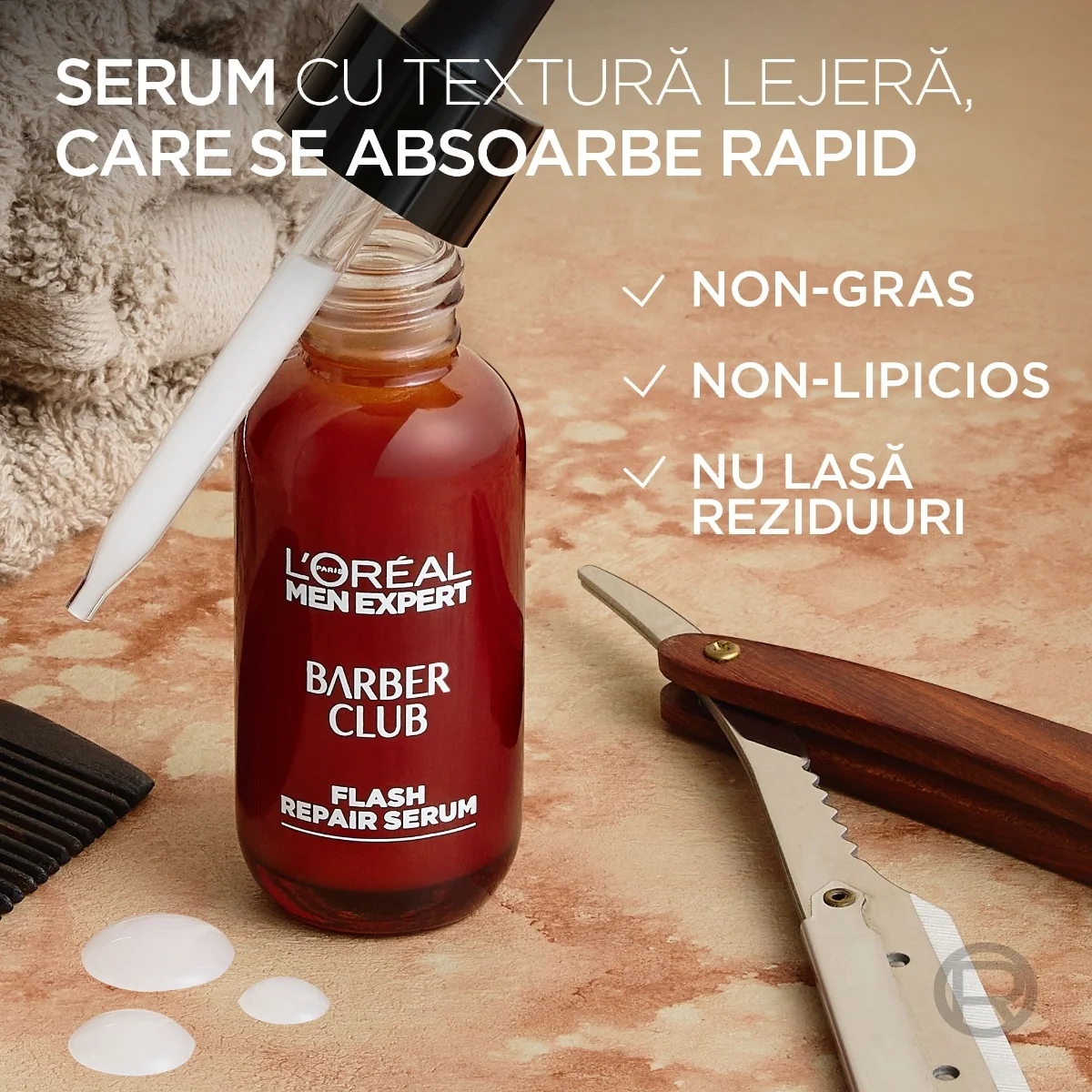Ser pentru barba si dupa ras cu 10% pantenol, 30ml, L'oreal Men Expert