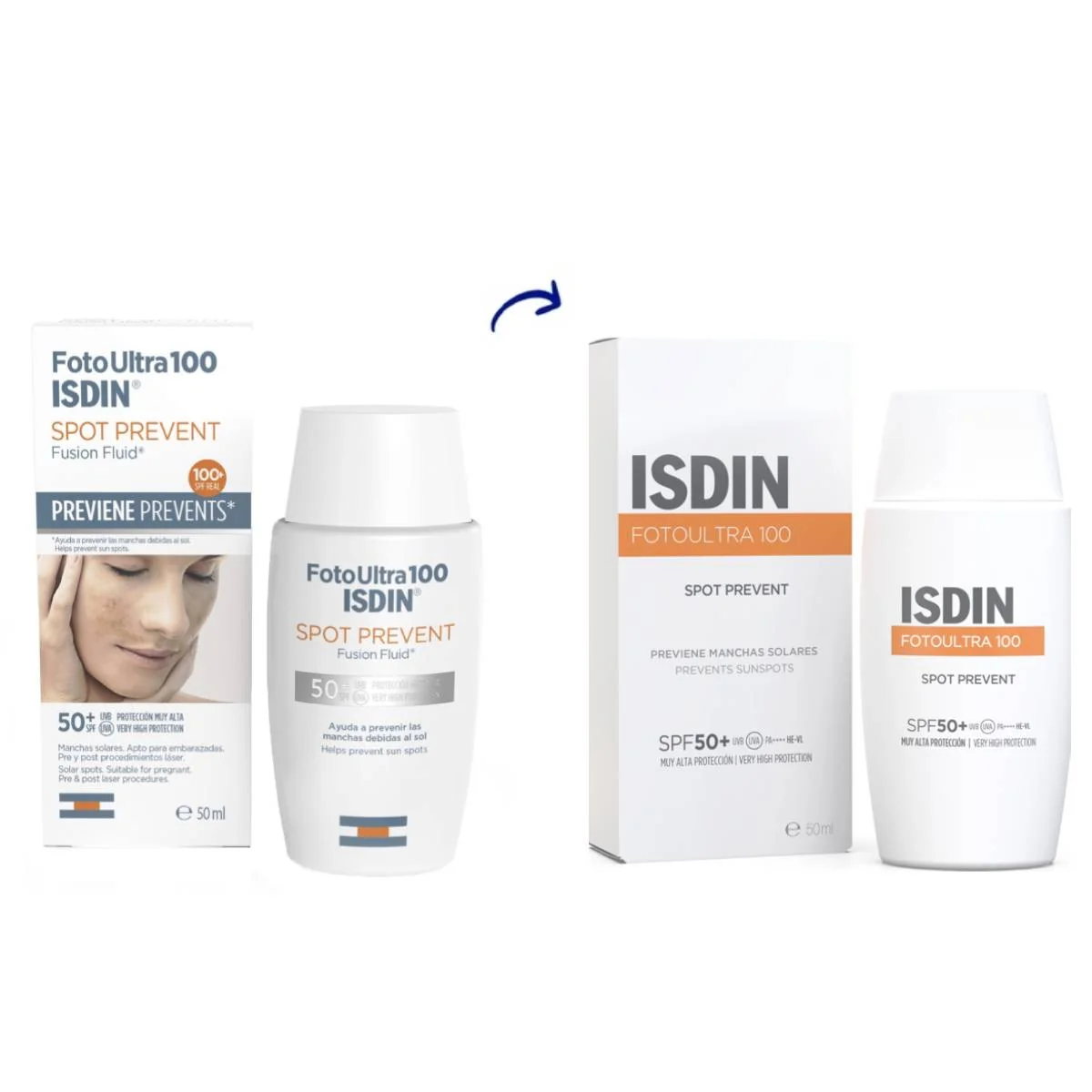 Fotoultra 100 Spot Prevent Fusion Fluid cu SPF50, 50ml, Isdin