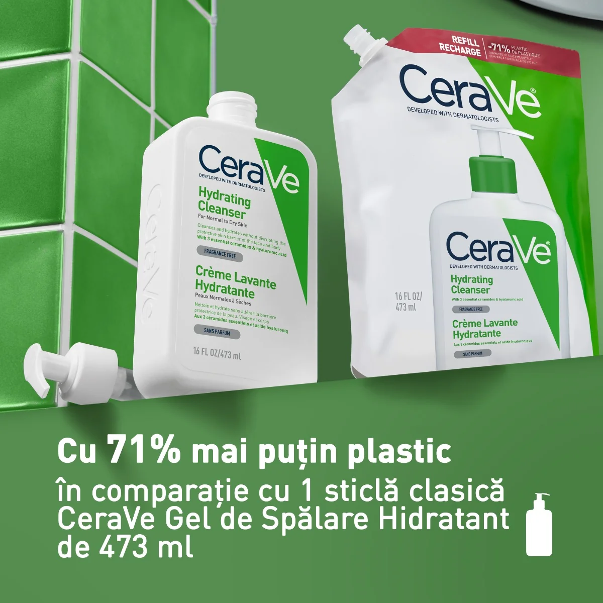 Rezerva Gel de spalare hidratant pentru piele normal-uscata, 473ml, CeraVe
