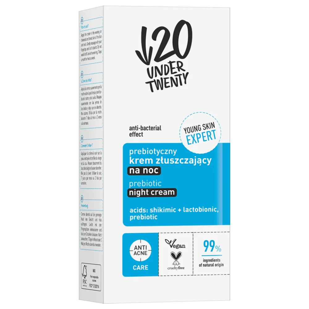 Crema matifianta de noapte cu prebiotice, 50ml, Under20