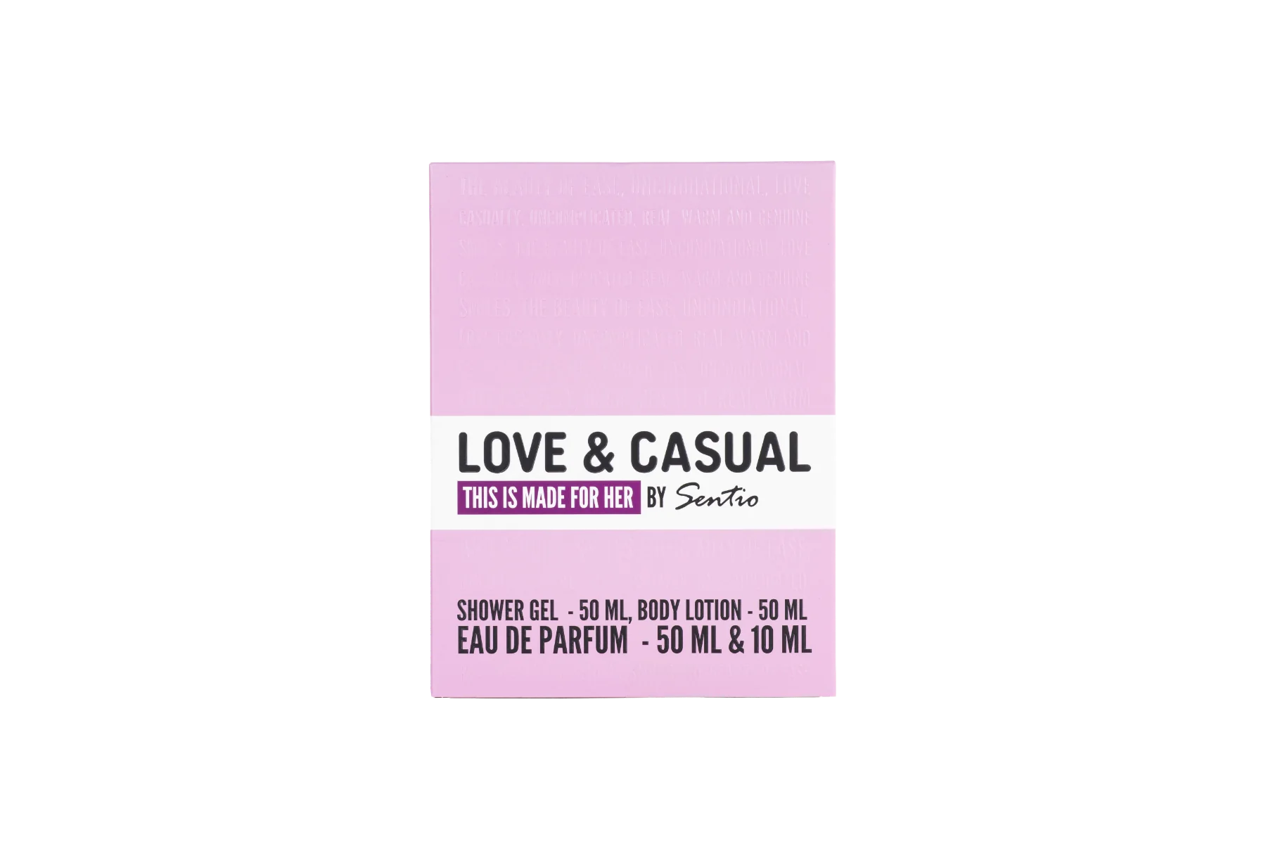 Pachet Love & Casual Her Apa de parfum 50ml+10ml + Gel de dus 50ml + Lotiune de corp 50ml, Sentio