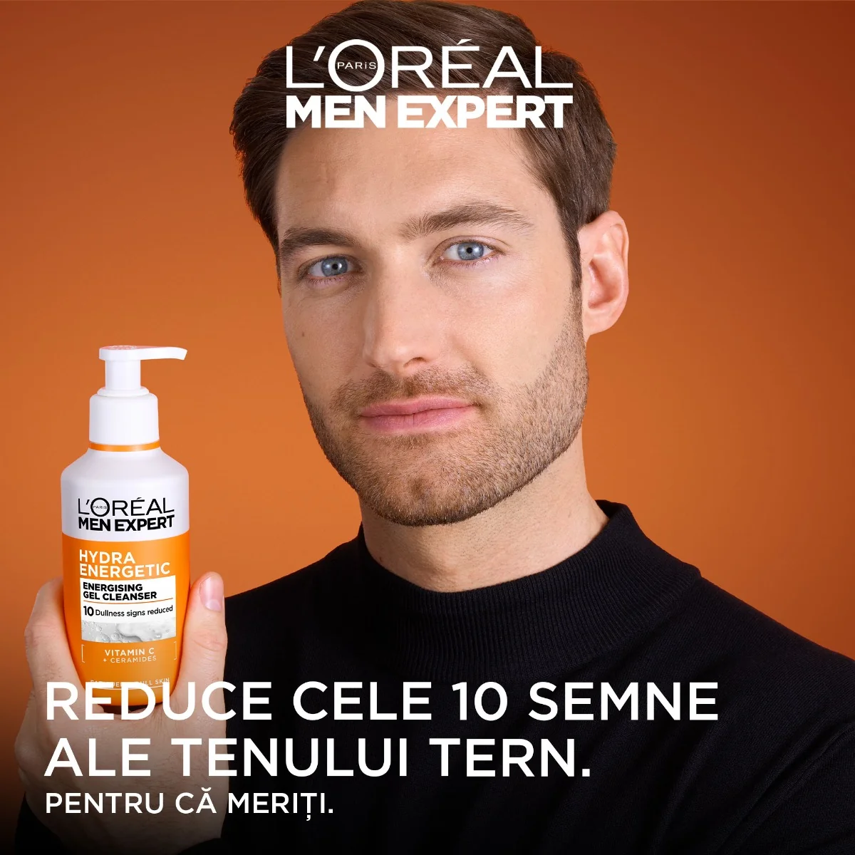 Gel de curatare Hydra Energetic cu vitamina C si ceramide, 260ml, L'oreal Men Expert