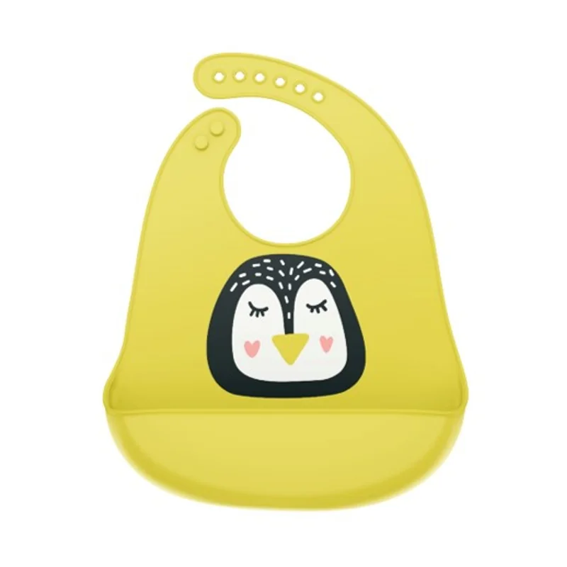 Bavetica din silicon cu buzunar cu model de pinguin, 1 bucata, Coccorito