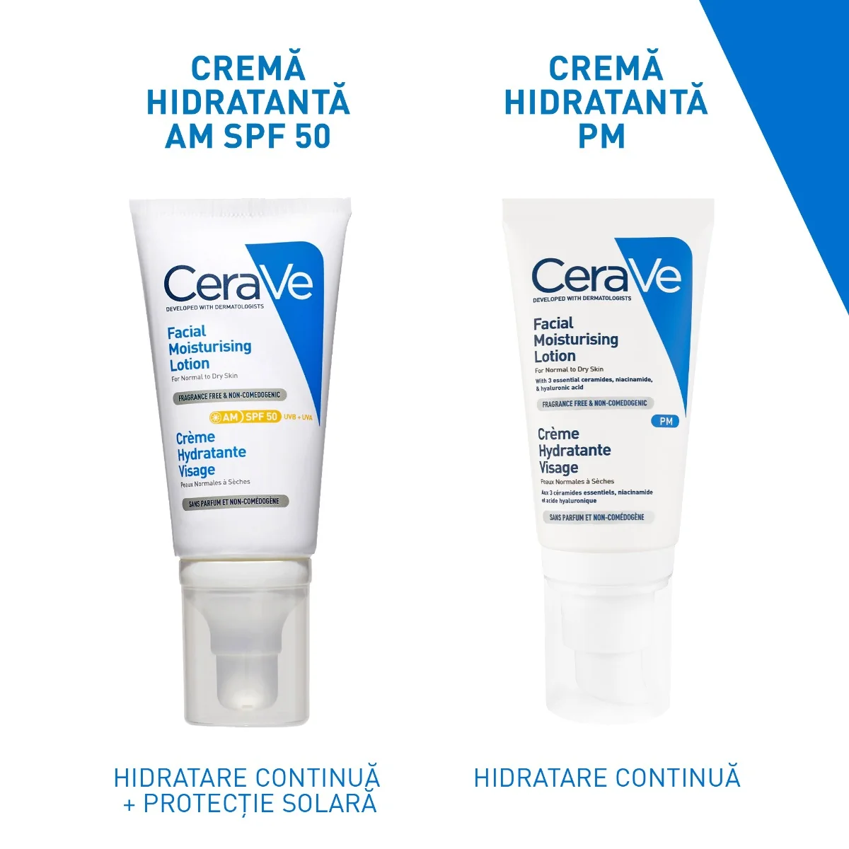 Crema hidratanta pentru ten normal-uscat cu SPF50, 52ml, CeraVe