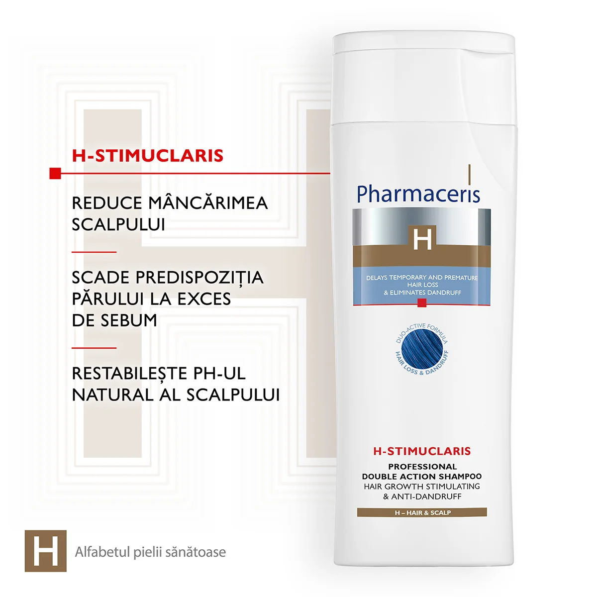 Sampon pentru stimularea cresterii parului si antimatreata Stimuclaris H, 250ml, Pharmaceris