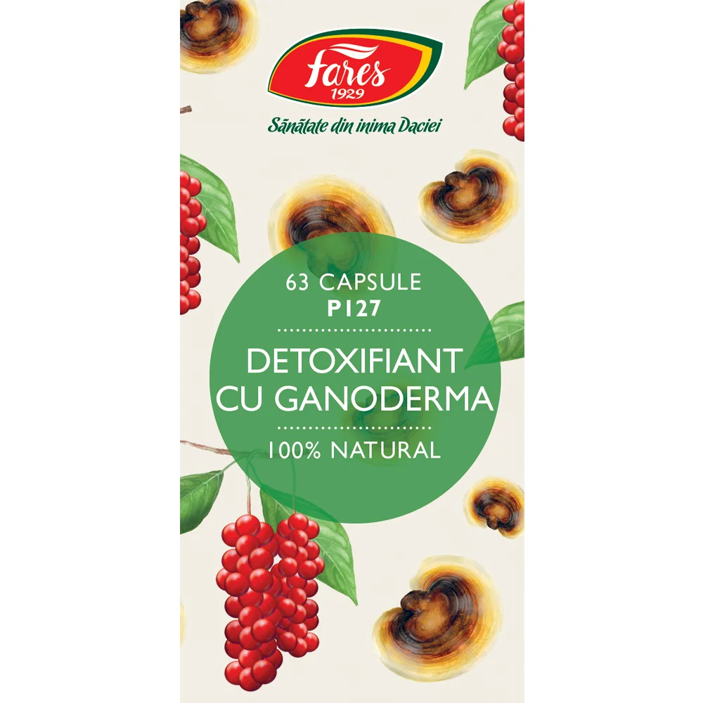 Detoxifiant cu ganoderma, 63 capsule, Fares