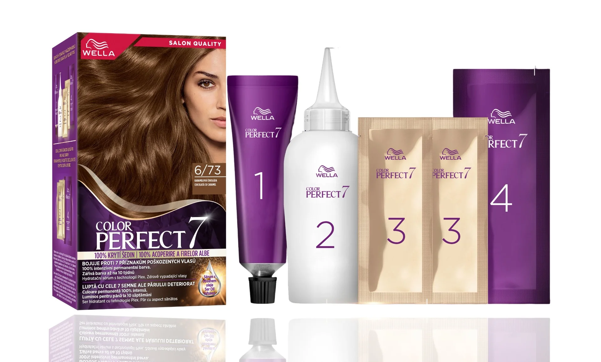 Vopsea de par permanenta Ciocolata cu Caramel 6/73 Color Perfect, 135ml, Wella