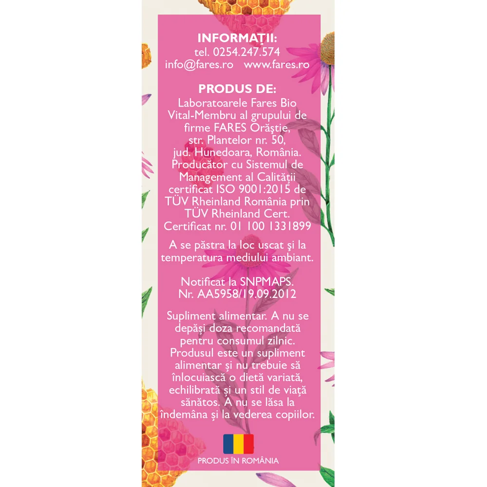 Echinacea cu propolis si vitamina C F170, 60 comprimate, Fares