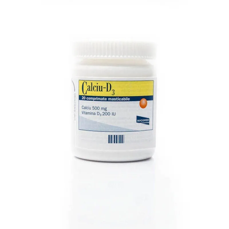 Calciu cu D3, 500 mg, 20 comprimate masticabile, Takeda
