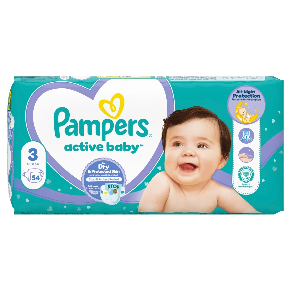 Scutece Active Baby Marimea 3 pentru 6-10kg, 54 bucati, Pampers