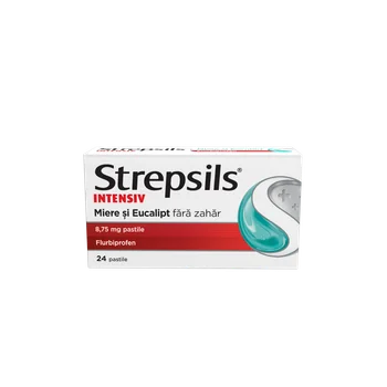 Strepsils Intensiv cu miere si eucalipt fara zahar 8.75mg, 24 pastile, Reckitt Benckiser