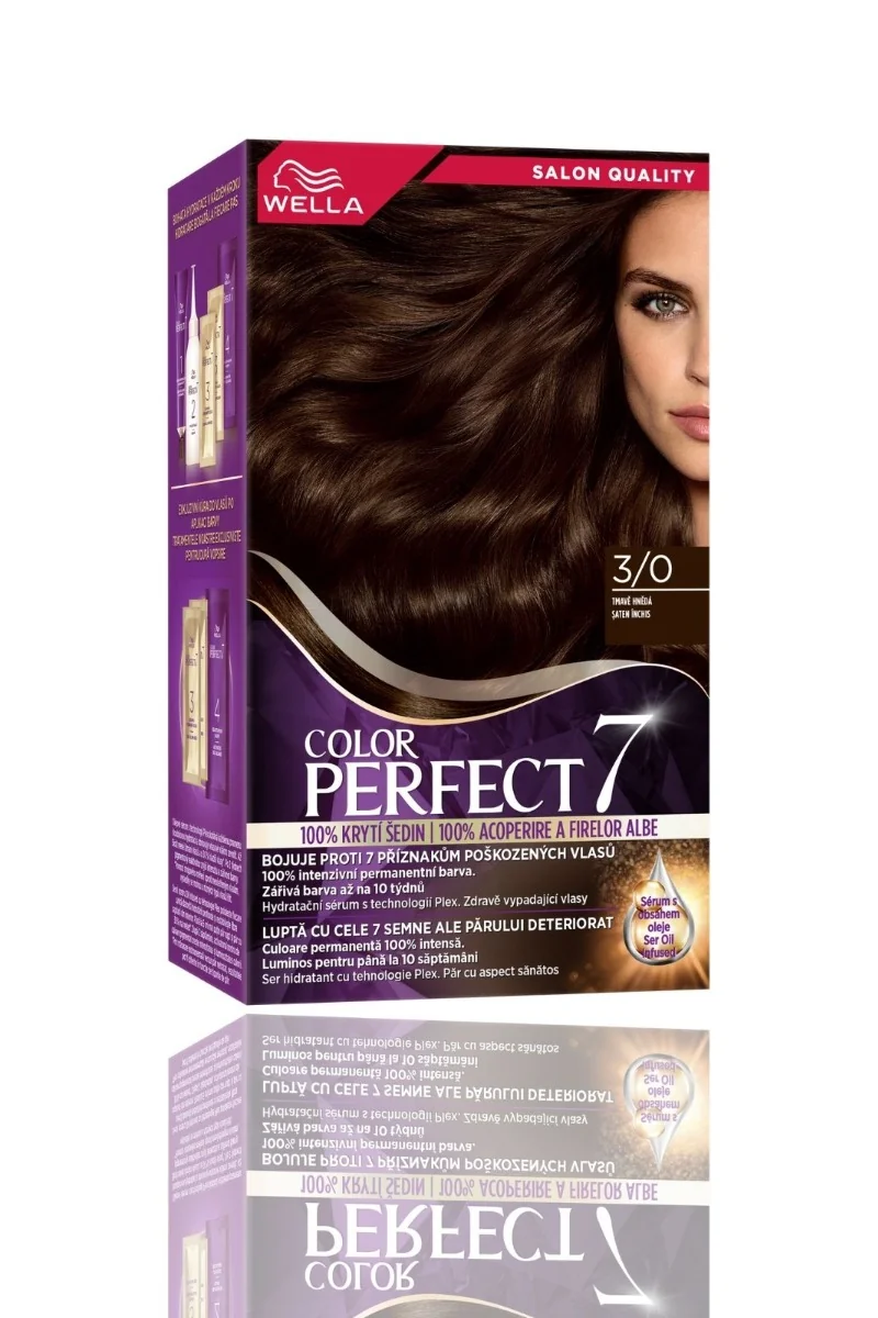 Vopsea de par permanenta Saten Inchis 3/0 Color Perfect, 135ml, Wella