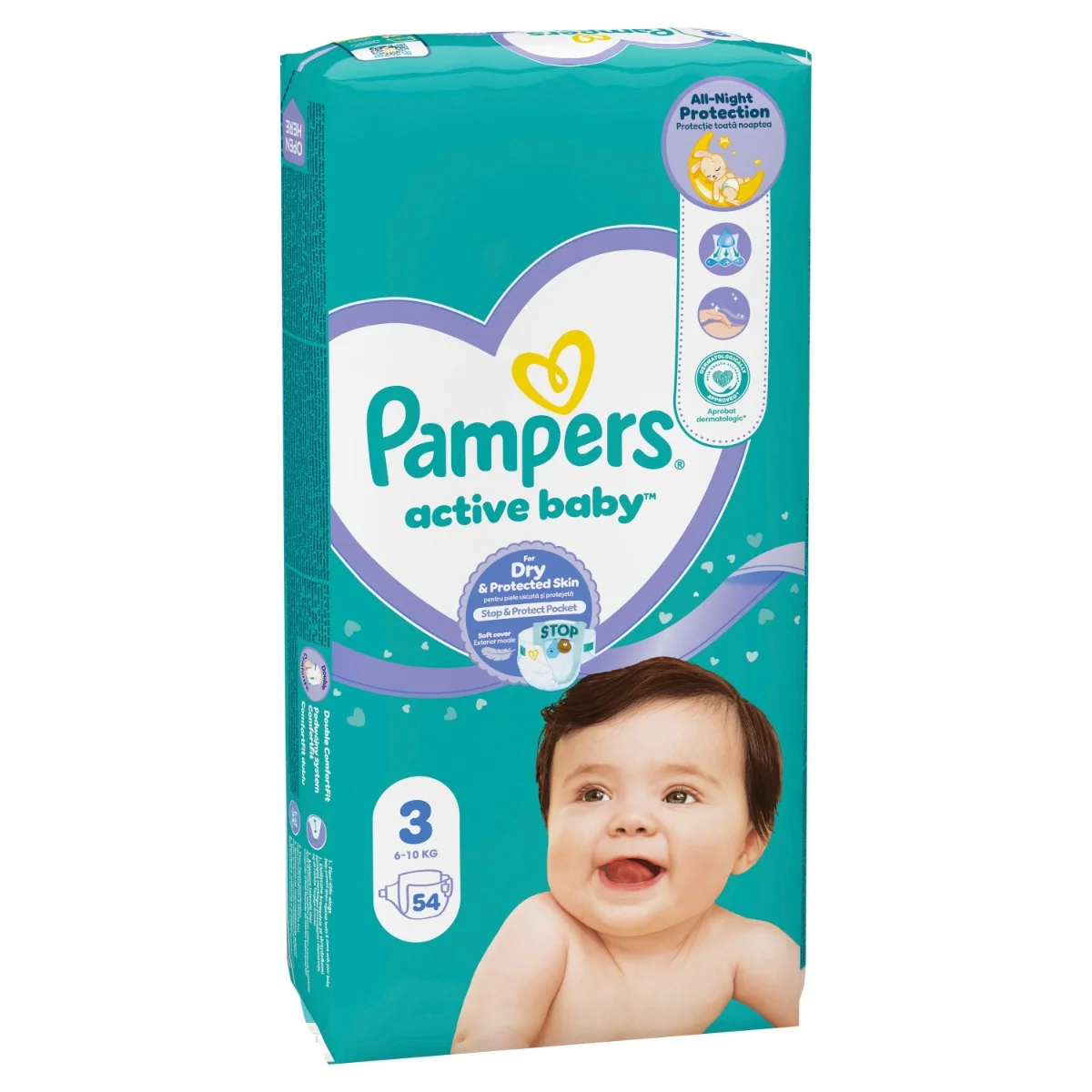 Scutece Active Baby Marimea 3 pentru 6-10kg, 54 bucati, Pampers