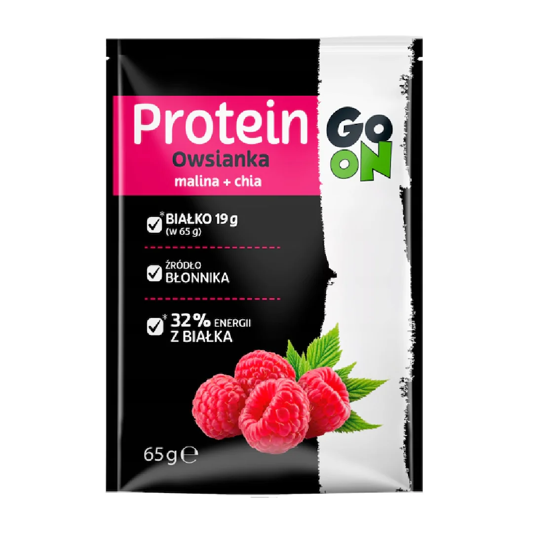 Porridge proteic cu zmeura si chia Go On, 65g, Sante