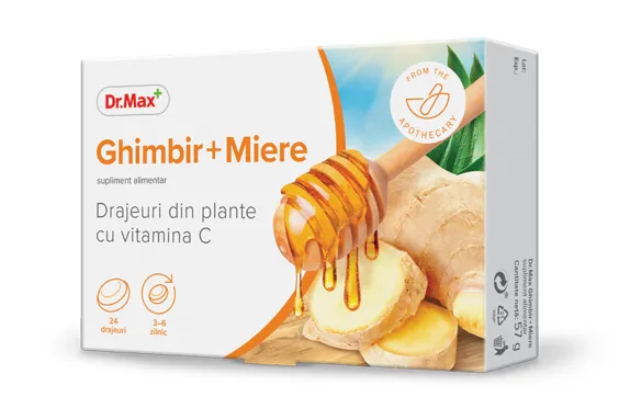 Dr.Max Drajeuri cu ghimbir si miere, 24 drajeuri 