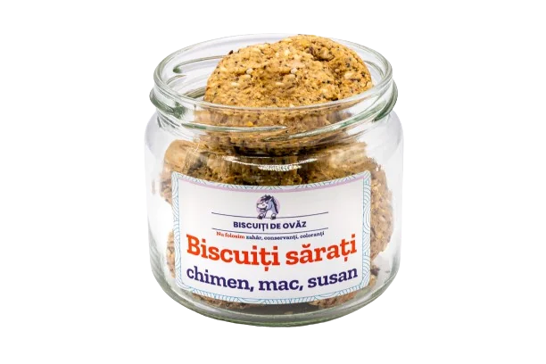 Biscuiti de ovaz sarati cu chimen mac susan, 145g, Ohvaz