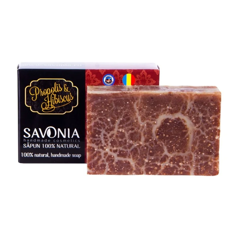 Sapun natural de propolis si hibicus, 90g, Savonia