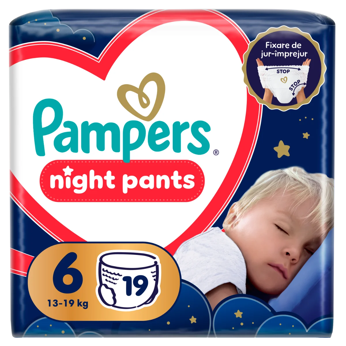 Scutece-chilotel de noapte Night Pants Marimea 6 pentru 15+ kg, 19 bucati, Pampers