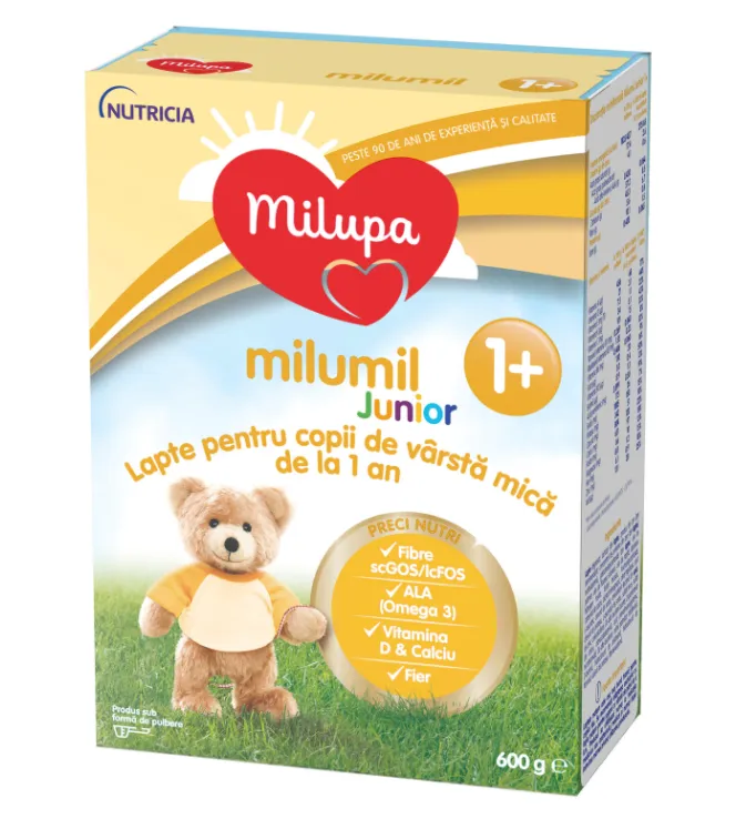 Lapte pentru copii de varsta mica de la 1 an Milumil Junior 1+, 600g, Milupa 