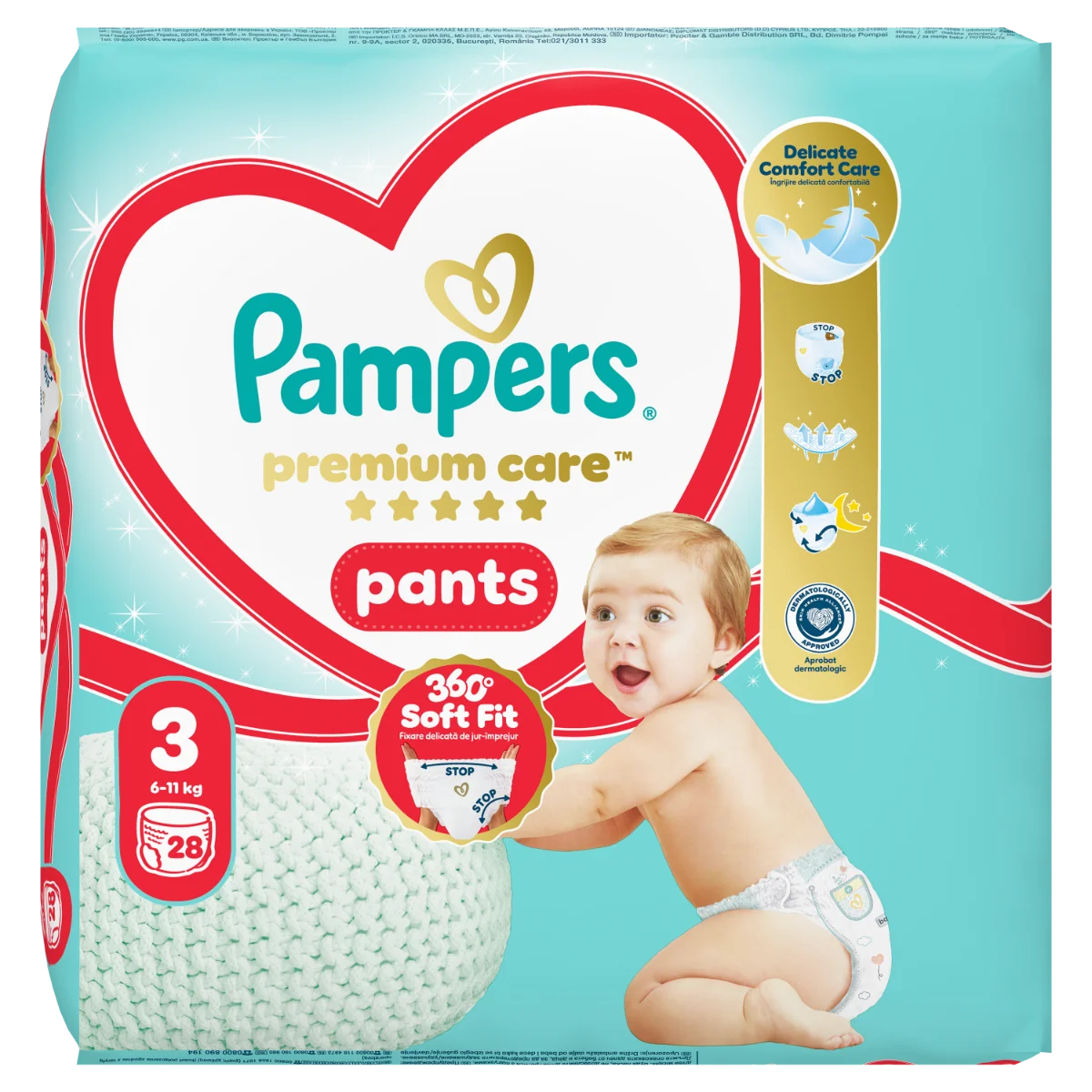 Scutece Pants Premium Care Nr.3 6-11kg, 28 bucati, Pampers