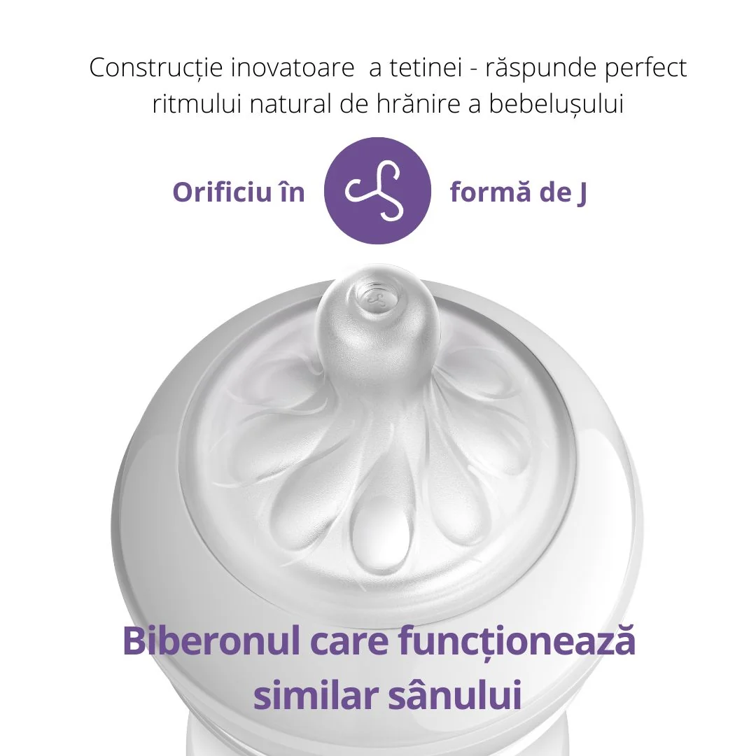 Biberon pentru 3-6 luni Natural Response Roz SCY903/11, 260ml, Philips Avent