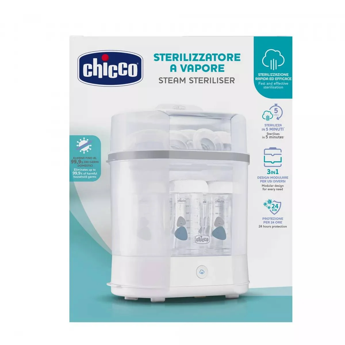 Sterilizator electric cu aburi 3 in 1 Steril Natural 0 luni+, 1 bucata, Chicco