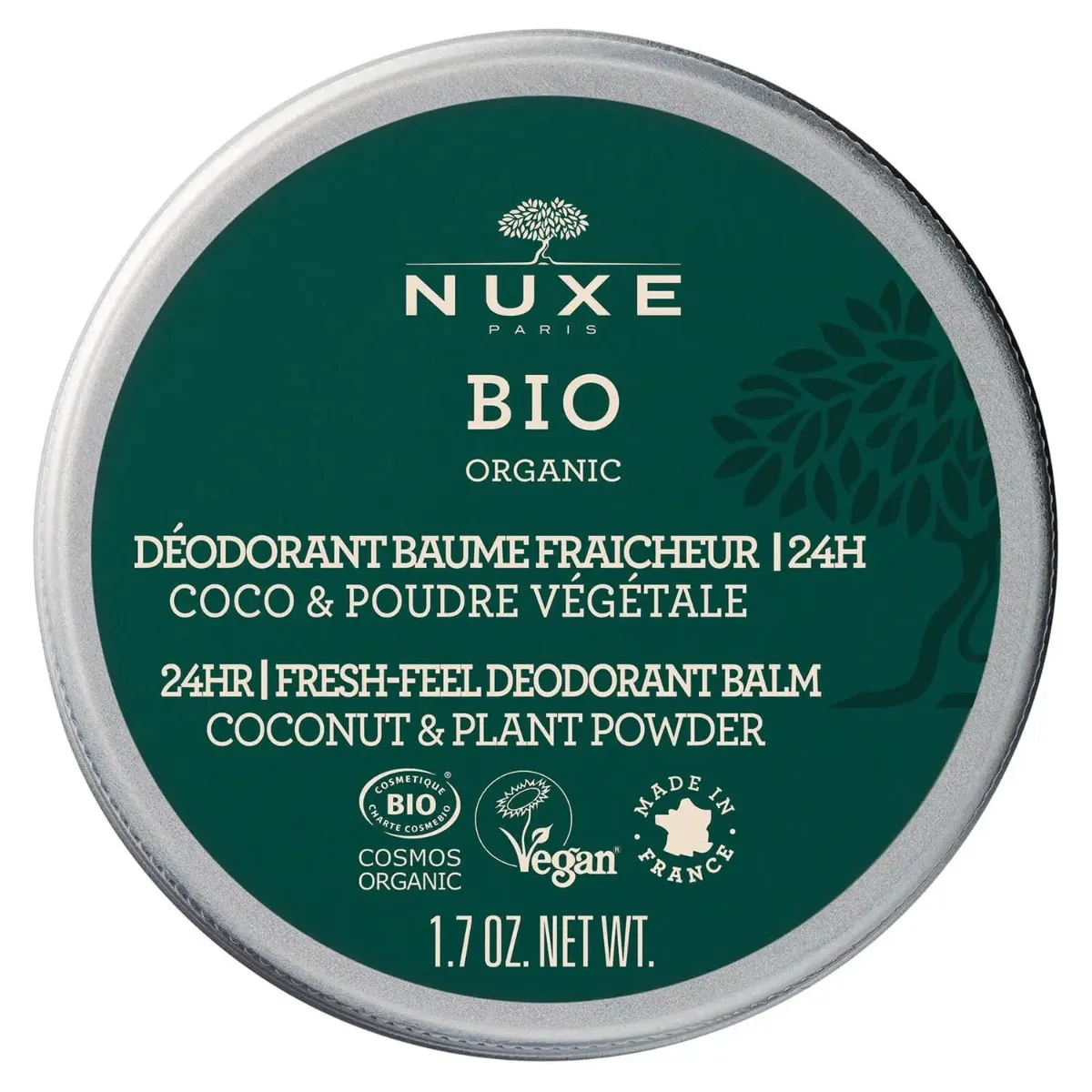 Deodorant solid 24h pentru toate tipurile de piele Bio Organic, 50g, Nuxe 