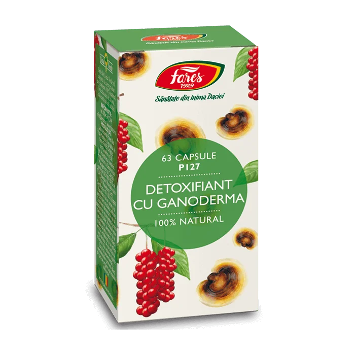 Detoxifiant cu ganoderma, 63 capsule, Fares