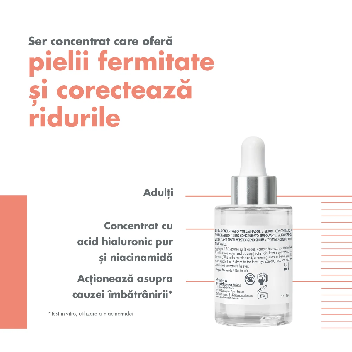 Ser concentrat cu efect de reumplere Hyaluron Active B3, 30ml, Avene