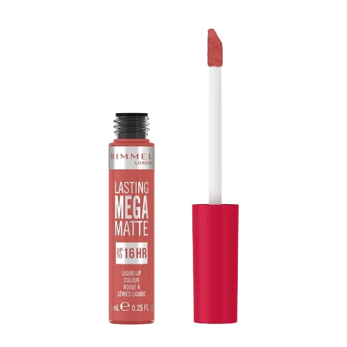 Ruj lichid Lasting Mega Matte 600 Coral Sass, 7.4ml, Rimmel London ​