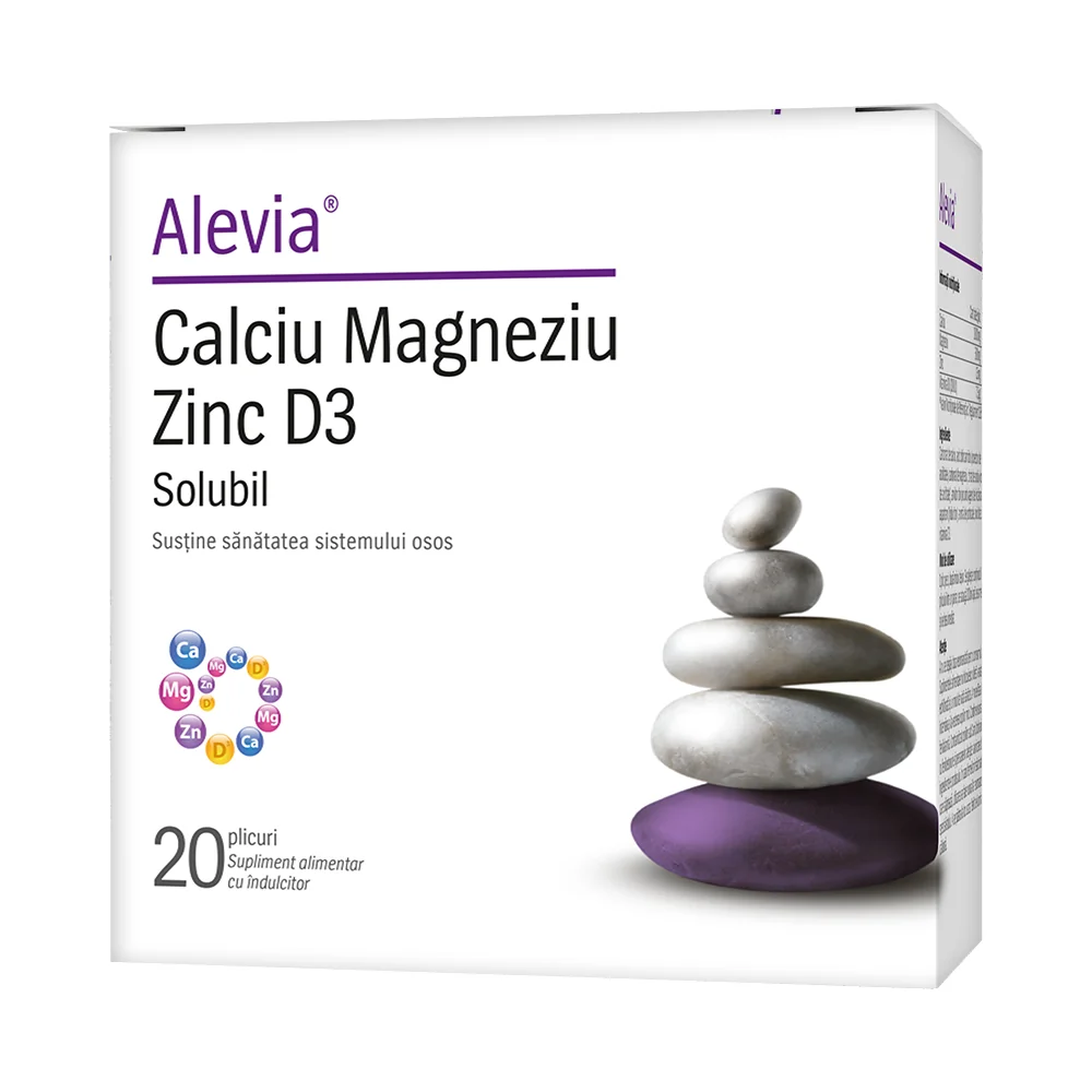 Calciu Magneziu Zinc, 20 plicuri, Alevia