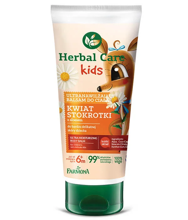 Balsam ultra-hidratant pentru corp cu bumbisori si aloe Herbal Care Kids, 200ml, Farmona