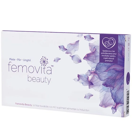 Fiole buvabile Femovita Beauty, 10ml x 10 bucati, NaturPharma
