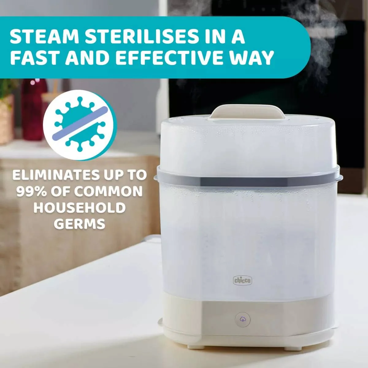 Sterilizator electric cu aburi 3 in 1 Steril Natural 0 luni+, 1 bucata, Chicco