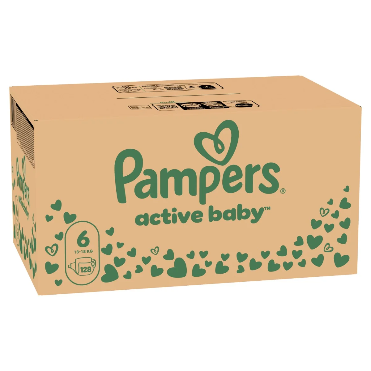 Scutece Active Baby XXL Box Marimea 6 pentru 13 -18 kg, 128 bucati, Pampers