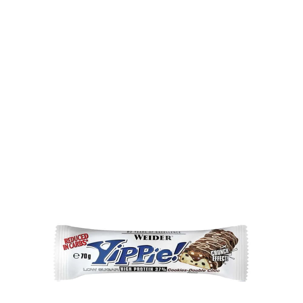 Baton proteic cu aroma de Cookie-Double choc Yippie! Bar, 45g, Weider