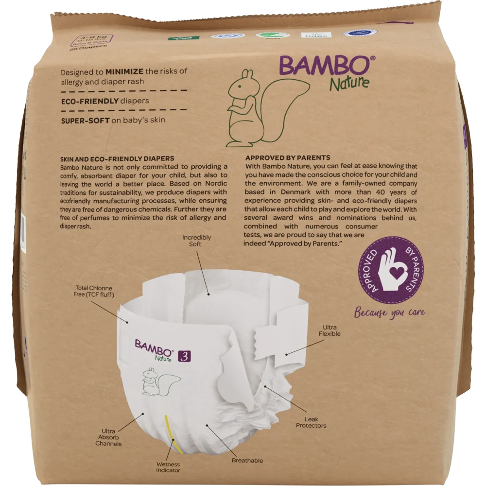 Scutece Eco Paper Bag Marimea Nr. 3 pentru 4-8 kg, 168 bucati, Bambo Nature