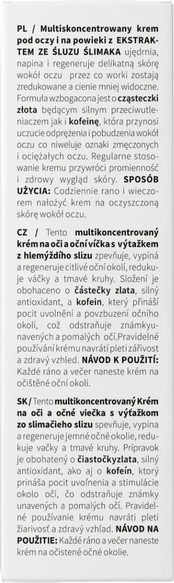 Crema pentru zona ochilor cu extract de Mucus de melc, 15ml, Erne