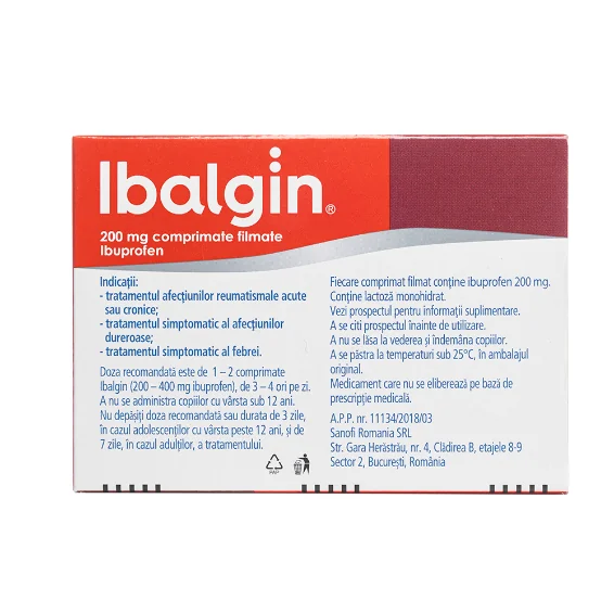 Ibalgin 200mg, 24 comprimate filmate, Sanofi