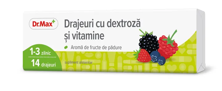 Dr. Max Drajeuri cu dextroza si vitamine, 14 drajeuri 