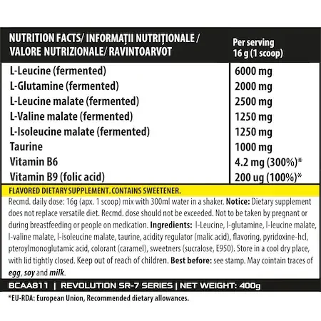 BCAA811 cu aroma de kiwi si capsuni, 400g, Genius Nutrition