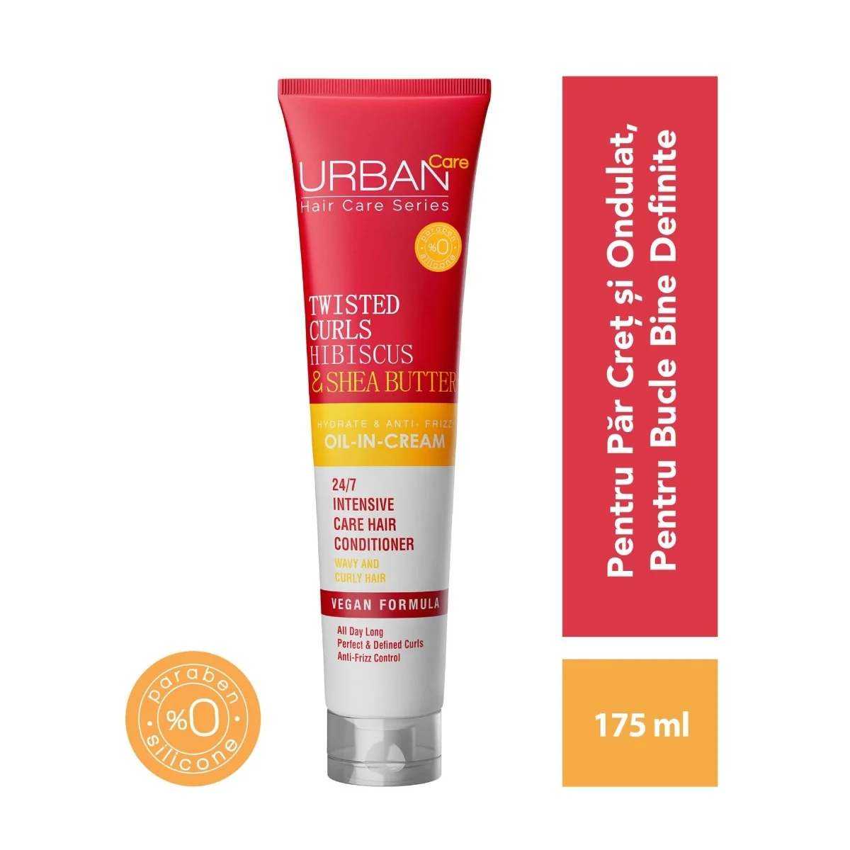 Crema cu ulei pentru bucle cu Hibiscus si Unt de Shea, 175ml, Urban Care