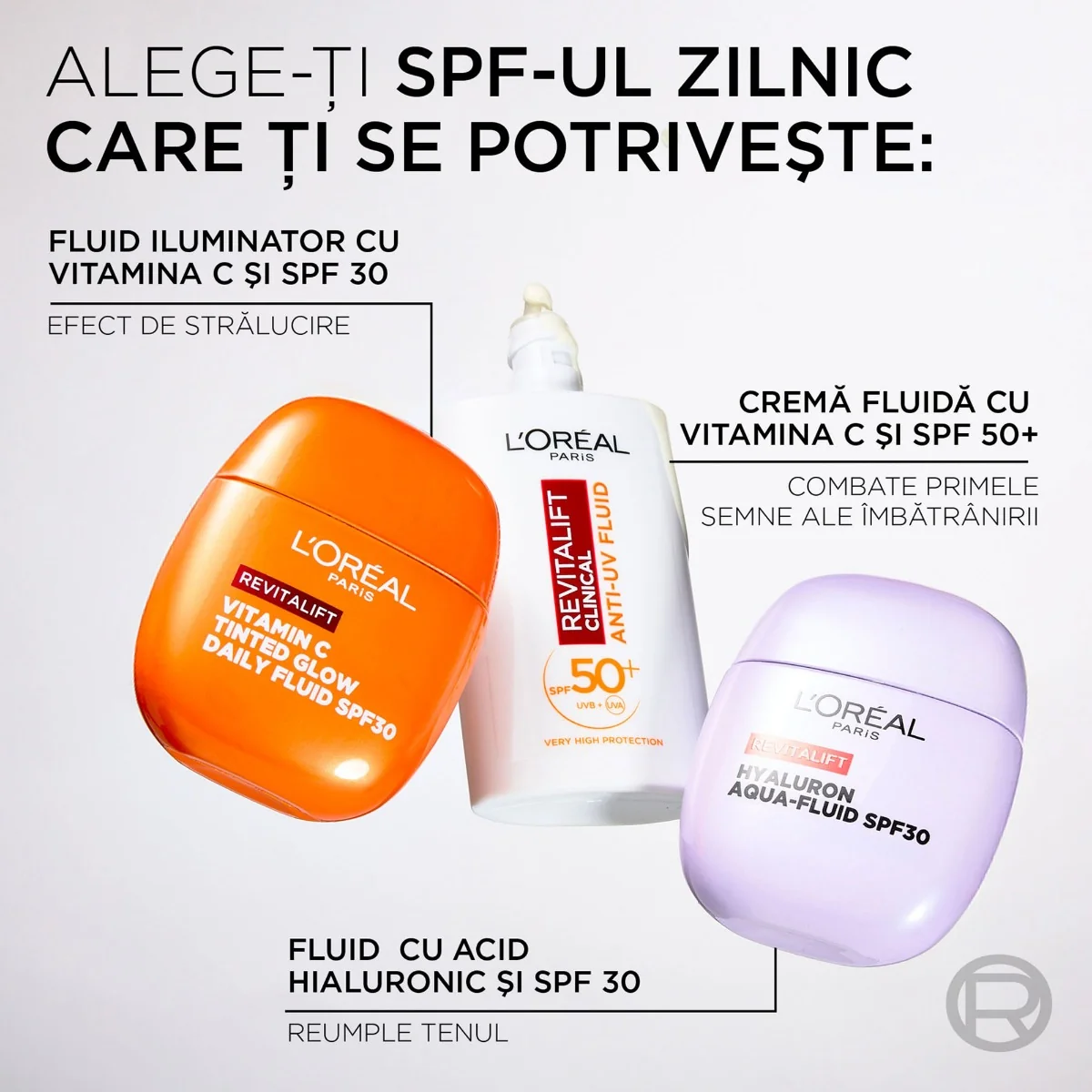 Fluid hidratant cu factor de protectie solara SPF30 Revitalift Hyaluron Aqua, 40ml, L'Oreal Paris
