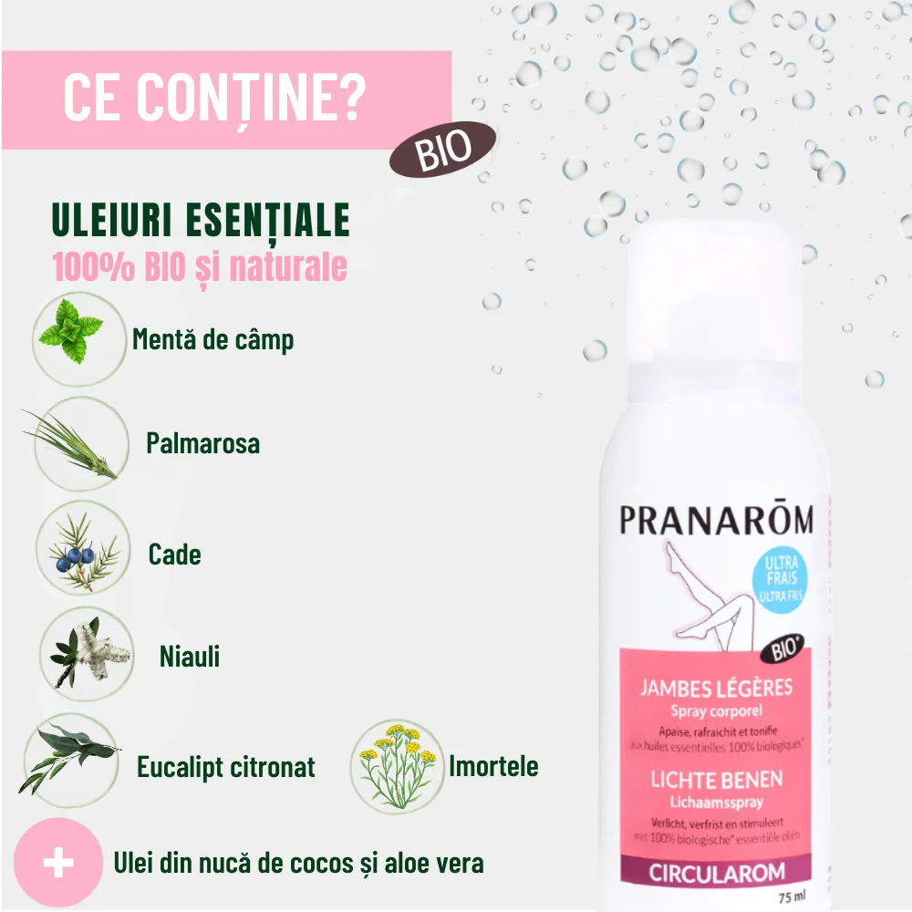 Spray pentru picioare Jambes Legeres Bio, 75ml, Pranarom