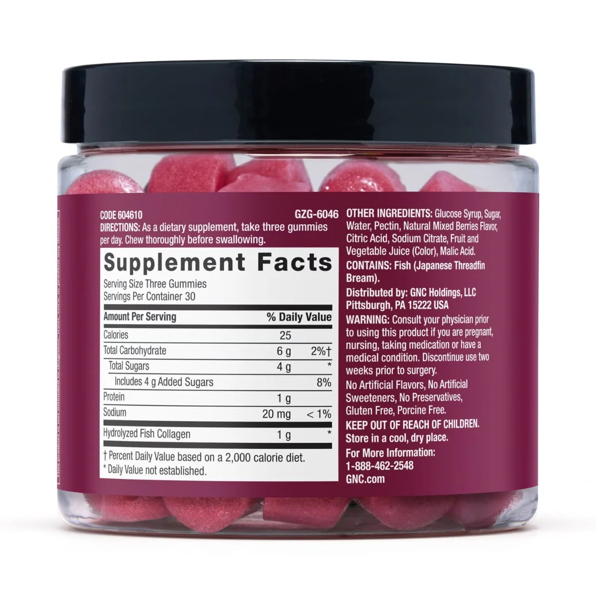 Premier Collagen Marine Peptides Gummy, 90 jeleuri, GNC